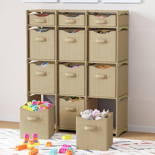 NEATERIZE Cube Storage Organizer with Storage Bins Included - The Perfect Closet Organizers and Storage Solution. Includes 12 Storage Cubes, Great For Toy Storage, Closet Storage, Clothes Storage (Beige) - Image 3