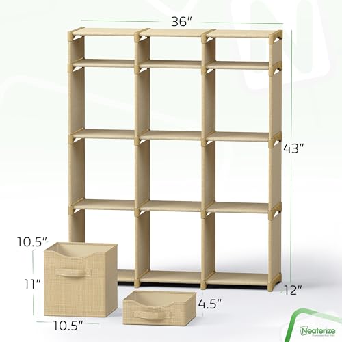 NEATERIZE Cube Storage Organizer with Storage Bins Included - The Perfect Closet Organizers and Storage Solution. Includes 12 Storage Cubes, Great For Toy Storage, Closet Storage, Clothes Storage (Beige) - Image 2