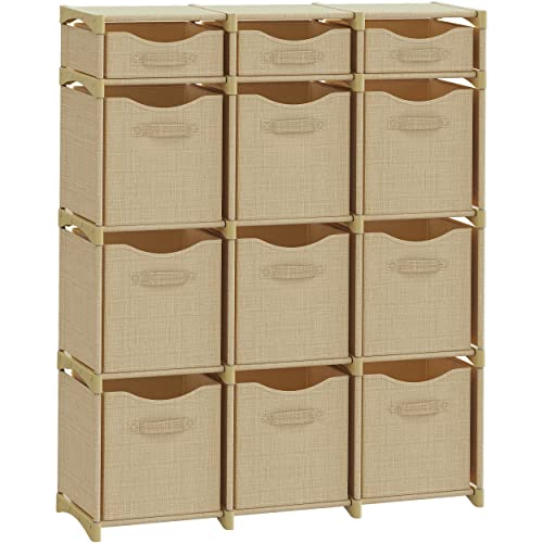 NEATERIZE Cube Storage Organizer with Storage Bins Included - The Perfect Closet Organizers and Storage Solution. Includes 12 Storage Cubes, Great For Toy Storage, Closet Storage, Clothes Storage (Beige) - Image 1