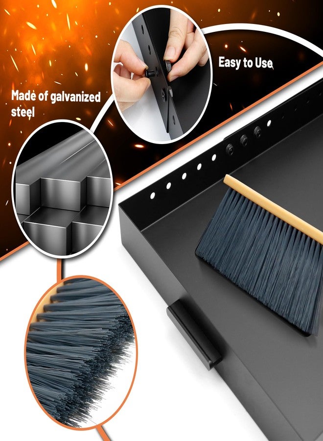 GCGOODS Fireplace Tray with Handles, Expandable Ember Holder Fireplace Pan with 13 Inch Front to Back, Adjustable Ash Pan for Ash Collection, Brush Included for Easy Cleaning, Black, Rectangle - Image 3