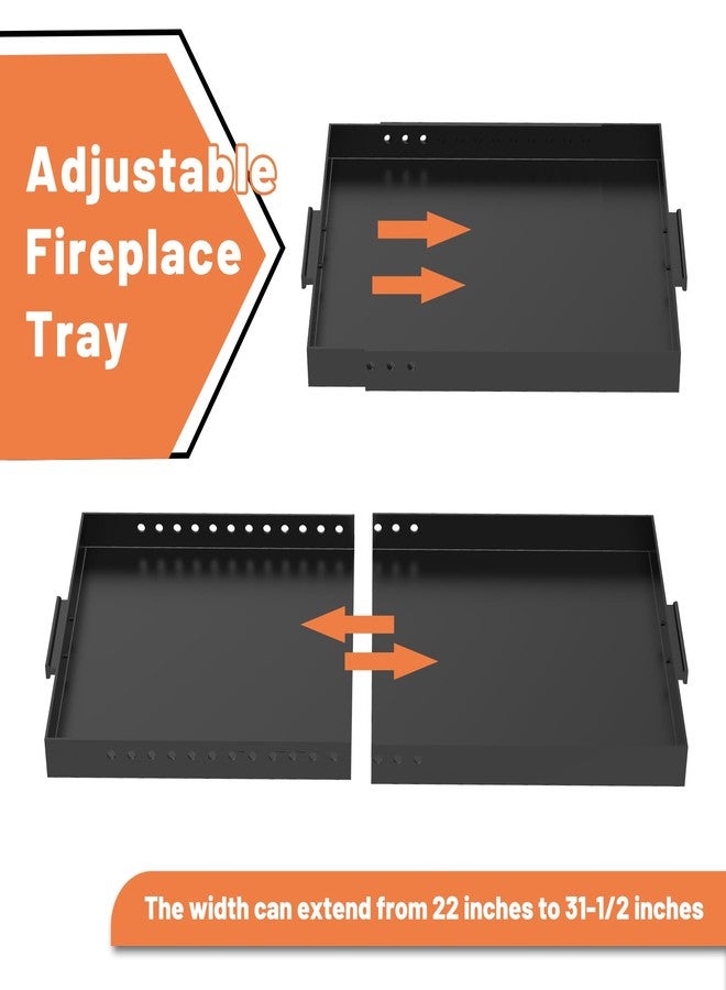 GCGOODS Fireplace Tray with Handles, Expandable Ember Holder Fireplace Pan with 13 Inch Front to Back, Adjustable Ash Pan for Ash Collection, Brush Included for Easy Cleaning, Black, Rectangle - Image 4