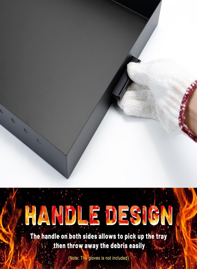 GCGOODS Fireplace Tray with Handles, Expandable Ember Holder Fireplace Pan with 13 Inch Front to Back, Adjustable Ash Pan for Ash Collection, Brush Included for Easy Cleaning, Black, Rectangle - Image 5