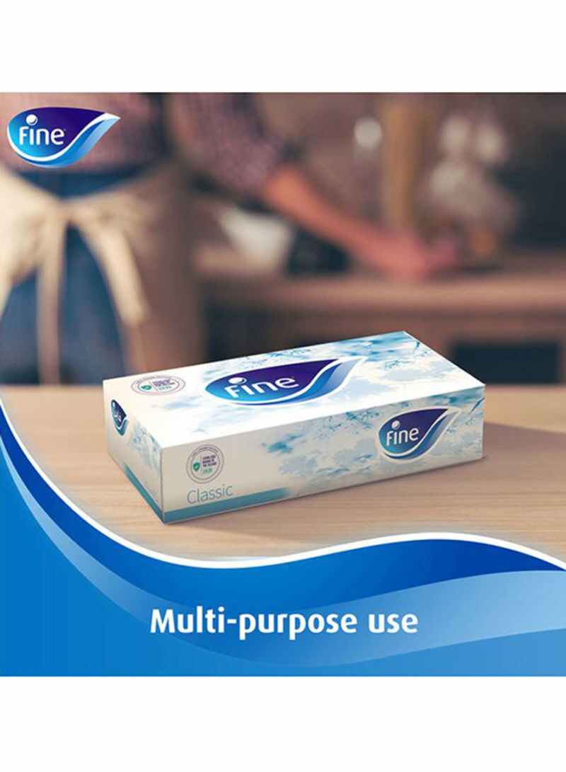 Fine 2 Ply Sterilized Facial Tissue 100 Sheets Pack of 6 White - Image 3