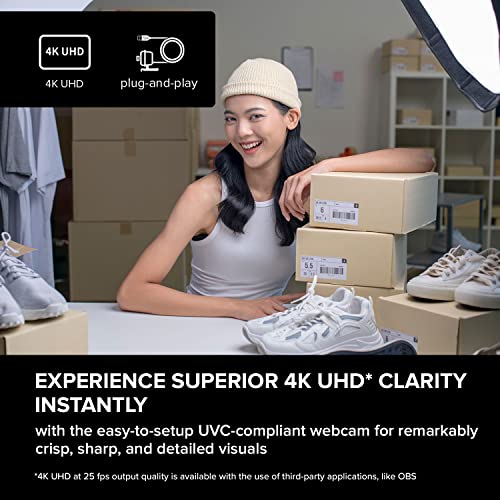 Creative Live! 4K UHD USB Webcam with Backlight Compensation, 40 FPS ino, 95° Wide Angle Lens, Privacy Lens, Built-in Microphones, Plug & Play for PC and Mac - Image 2