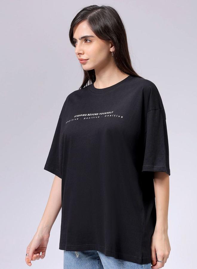 مرفوعة تيشيرت واسع بطبعة خلفية جرافيك - Image 3