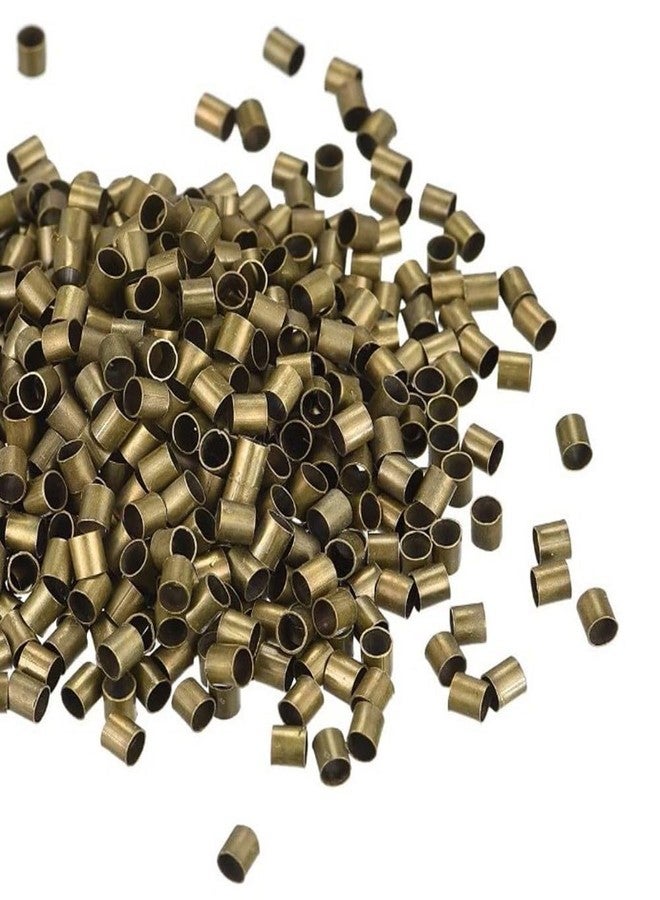 Adabele 500pcs Round Tube Crimp Beads 2mm (0.08 Inch) Tiny Small Spacers (Hole - 1.5mm) Antique Bronze Plated Brass for Jewelry Craft Making CF28-1 - Image 1