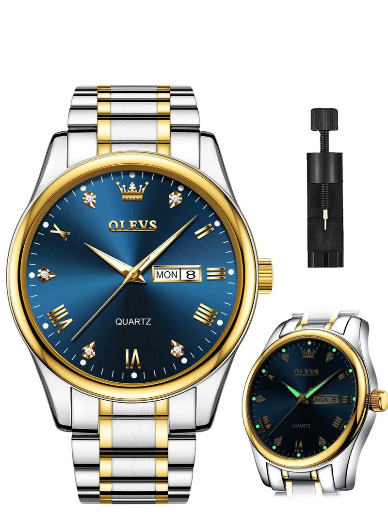 OLEVS - Watches for Men Stainless Steel Quartz Analog Water Resistant Watch 5563 - Image 1