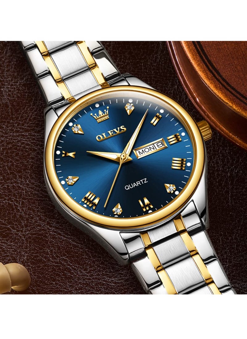 OLEVS - Watches for Men Stainless Steel Quartz Analog Water Resistant Watch 5563 - Image 1
