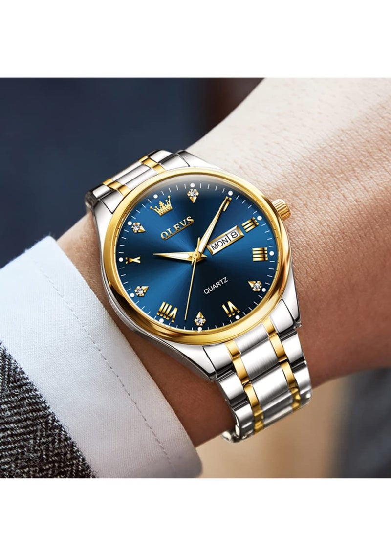OLEVS - Watches for Men Stainless Steel Quartz Analog Water Resistant Watch 5563 - Image 1