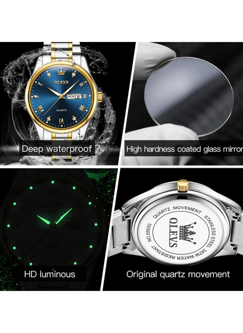 OLEVS - Watches for Men Stainless Steel Quartz Analog Water Resistant Watch 5563 - Image 1