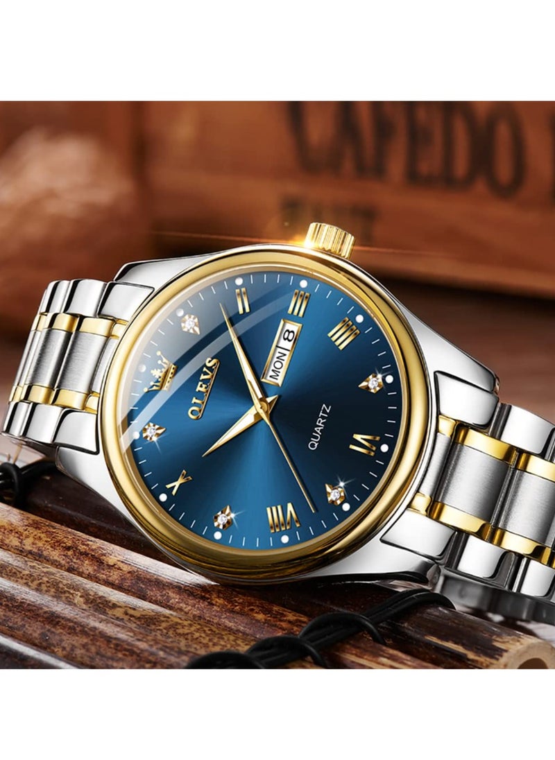 OLEVS - Watches for Men Stainless Steel Quartz Analog Water Resistant Watch 5563 - Image 1