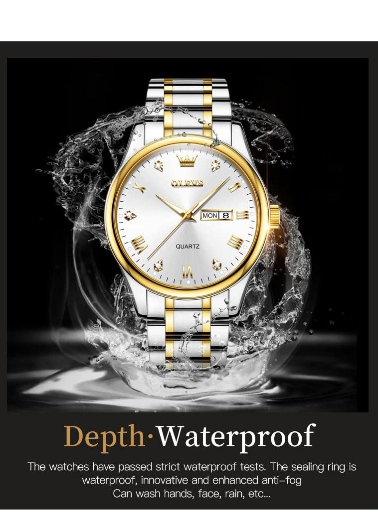 OLEVS - Watches for Men Stainless Steel Quartz Analog Water Resistant Watch 5563 - Image 1