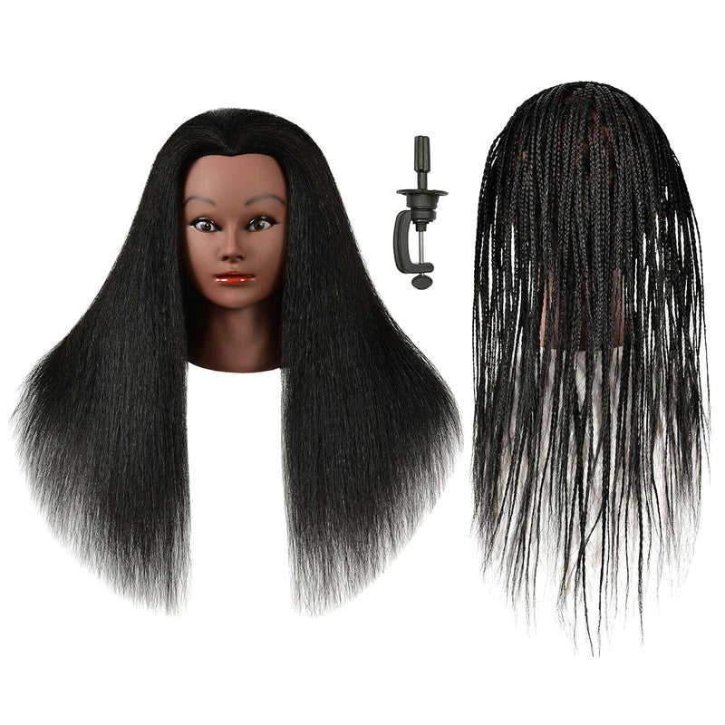 FUTAI 30 Inch 100 Human Hair Mannequin Head with Table Clamp Stand for Hairdresser Practice Braiding Styling Manikin Cosmetology Manican Doll Training Head Coloring Curling Cutting Updos Display