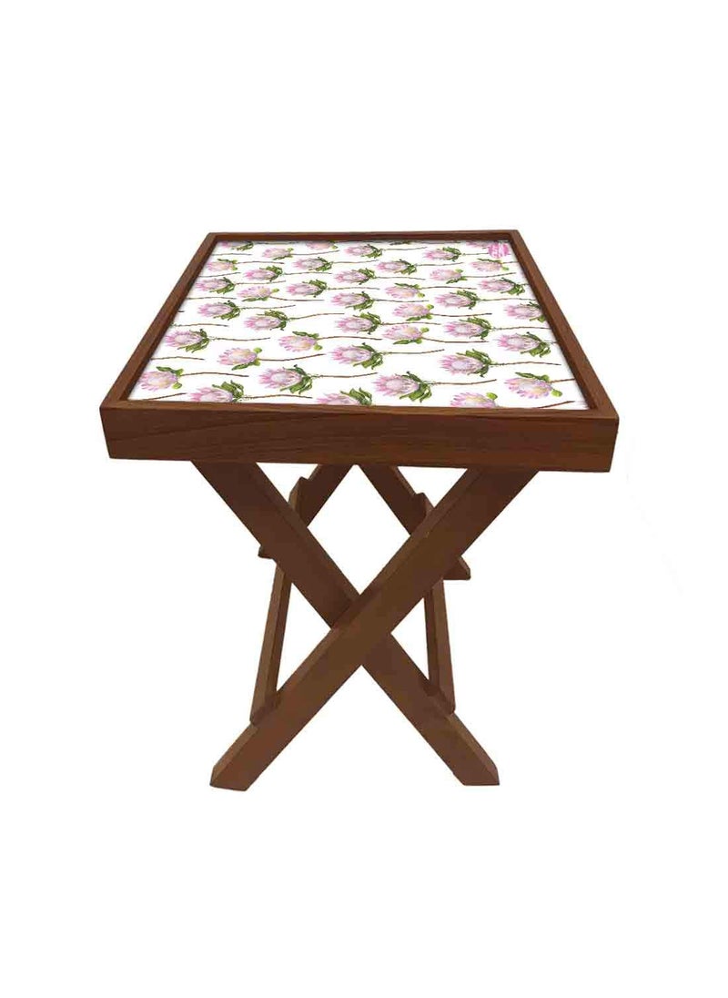 Nutcase Nutcase Designer Teak Wood Side Table Folding Wooden Bedside Coffee Outdoor Picnic Table Flower Buds 12 x 16  - Image 5