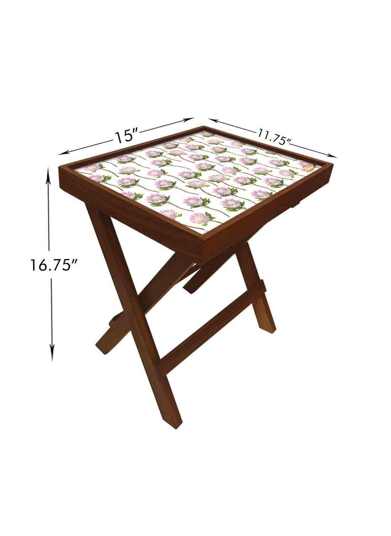 Nutcase Nutcase Designer Teak Wood Side Table Folding Wooden Bedside Coffee Outdoor Picnic Table Flower Buds 12 x 16  - Image 2
