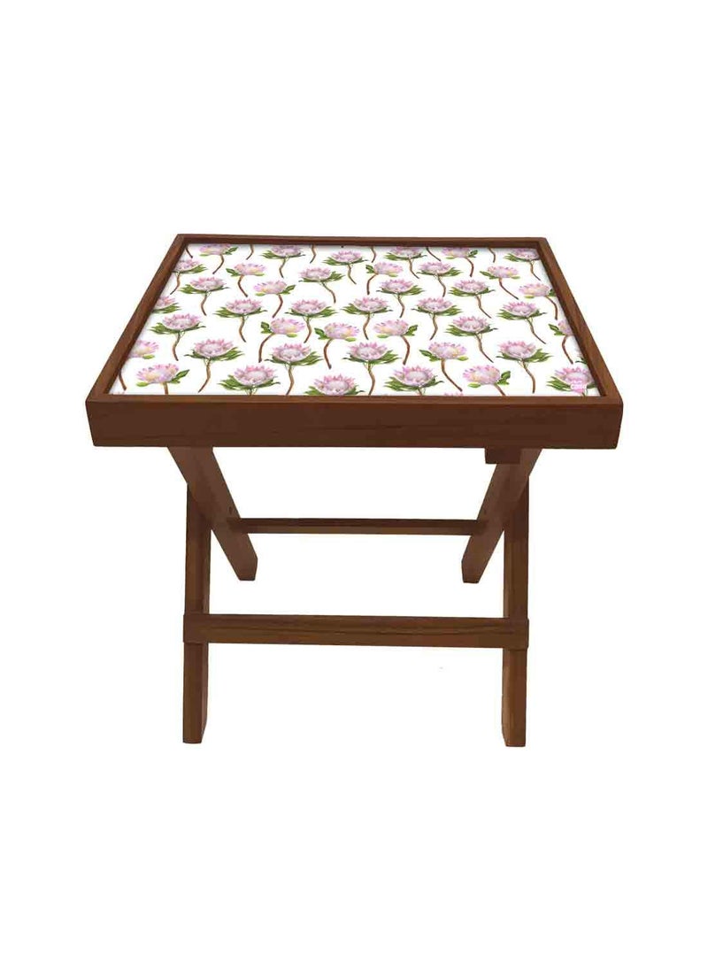 Nutcase Nutcase Designer Teak Wood Side Table Folding Wooden Bedside Coffee Outdoor Picnic Table Flower Buds 12 x 16  - Image 4