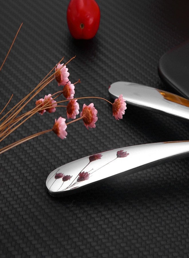 Leeonz Stainless Steel Dessert Spoons, Square Head Spoons, Ice Cream Spoons, Stirring Spoon, Table Spoons, Dinner Spoons, Rice Spoons, Flat Square Spoon for Tea, Dessert, Sugar (Pack of 2, Small) - Image 3