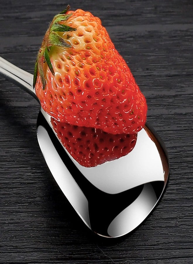 Leeonz Stainless Steel Dessert Spoons, Square Head Spoons, Ice Cream Spoons, Stirring Spoon, Table Spoons, Dinner Spoons, Rice Spoons, Flat Square Spoon for Tea, Dessert, Sugar (Pack of 2, Small) - Image 5