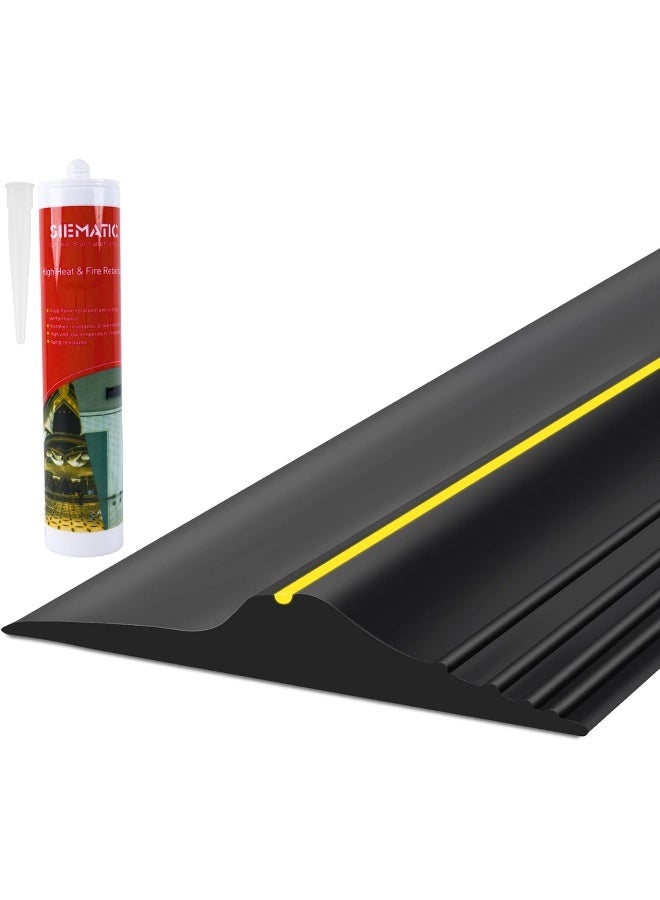 ToLanbbt 12Ft/3.7M Universal Garage Door Rubber Threshold Strip with 300ml Black Adhesive/Sealant, Weatherproof Seal Strip DIY Weather Stripping Replacement(Black) - Image 1