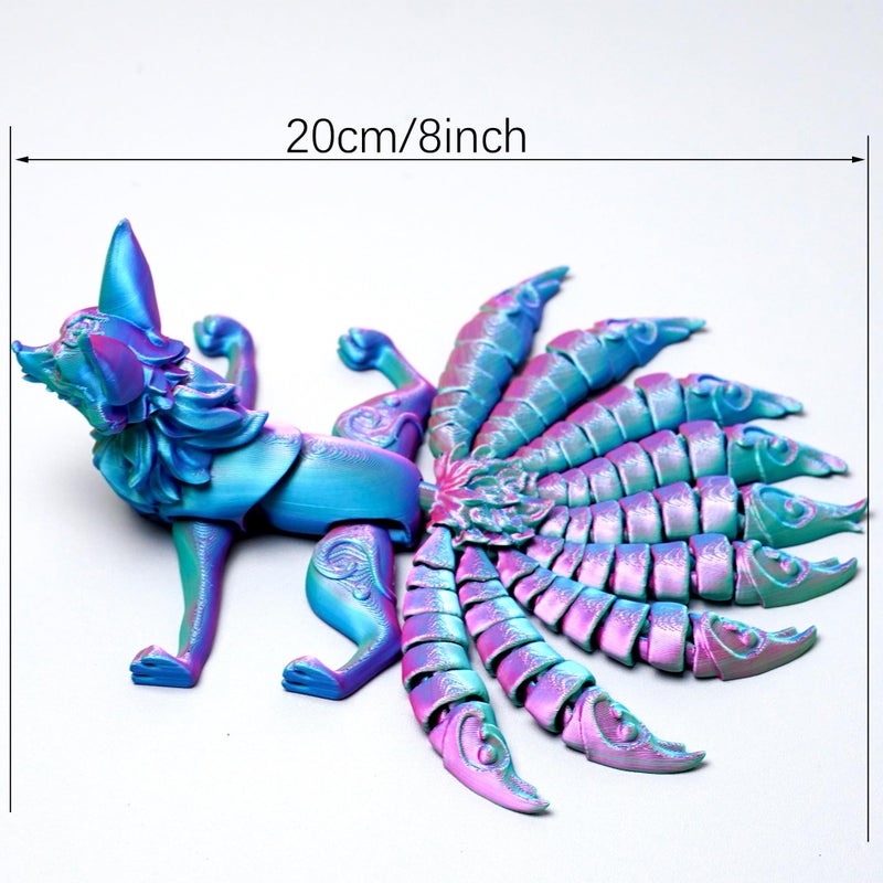 LUYUCUBE 3D Printed Nine tailed fox Model,Flexible Realistic Articulated Animal Fidget Toys,Mystery Figurines Gifts for Easter,Executive Desk Funny DÃ©cor and Festival Collectible,Easter Basket Stuffers (PG) - Image 2