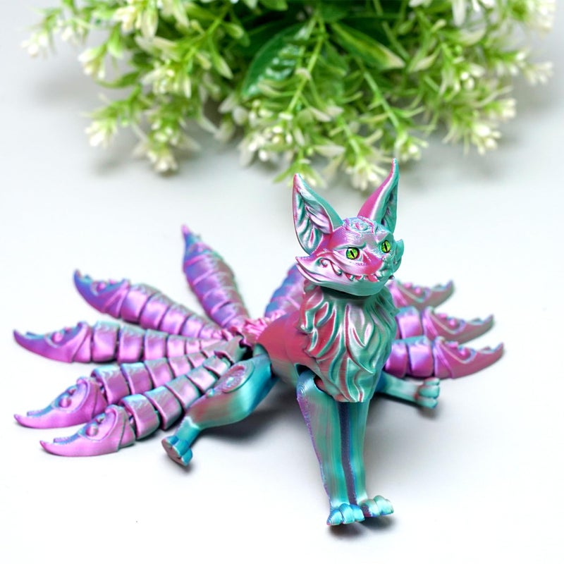 LUYUCUBE 3D Printed Nine tailed fox Model,Flexible Realistic Articulated Animal Fidget Toys,Mystery Figurines Gifts for Easter,Executive Desk Funny DÃ©cor and Festival Collectible,Easter Basket Stuffers (PG) - Image 5