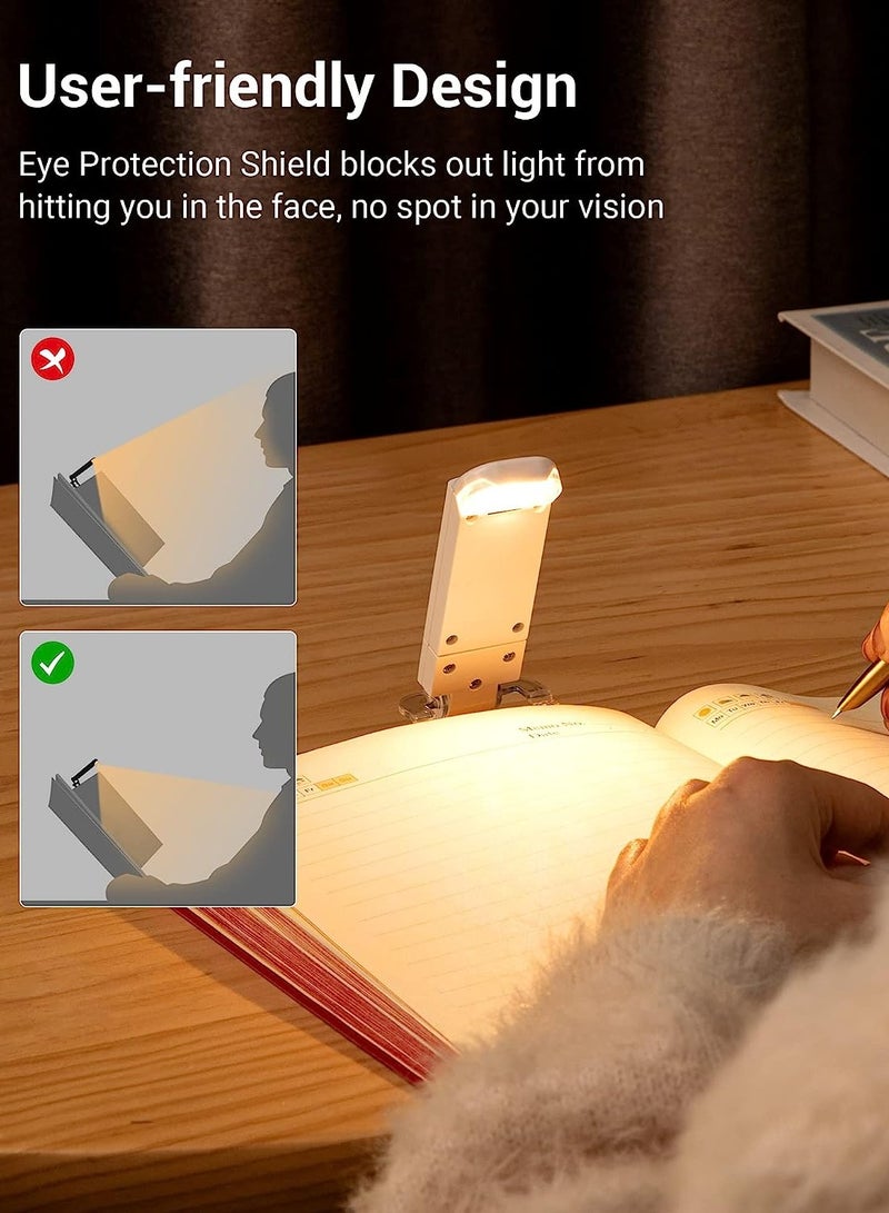 USB Rechargeable Book Light Warm White LED Adjustable Brightness for Eye Protection Clip On Portable Bookmark Light for Reading in Bed or Car White Color - Image 5