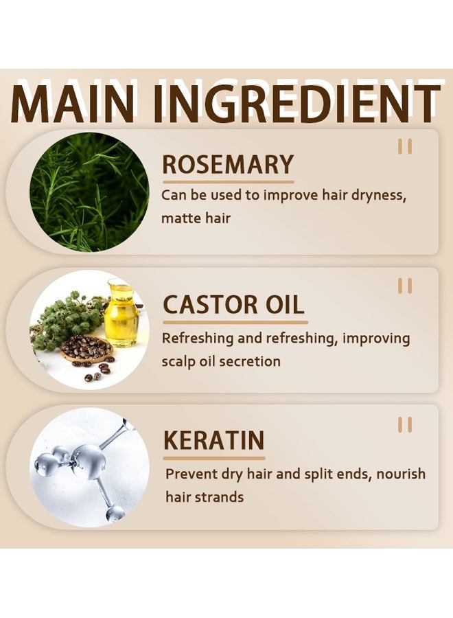 روزينو شامبو بيوتين لتقوية الشعر ، علاج تكثيف الشعر بزيت الخروع وزيت إكليل الجبل والكيراتين - شامبو مكثف للشعر الجاف والتالف - مثالي للنساء والرجال ذوي الشعر الخفيف 100 جرام - Image 4