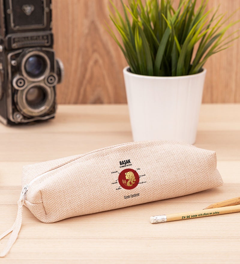 Hediye Dükkanı Gift Shop Personalized Virgo Gift Linen Cloth Pencil Holder
