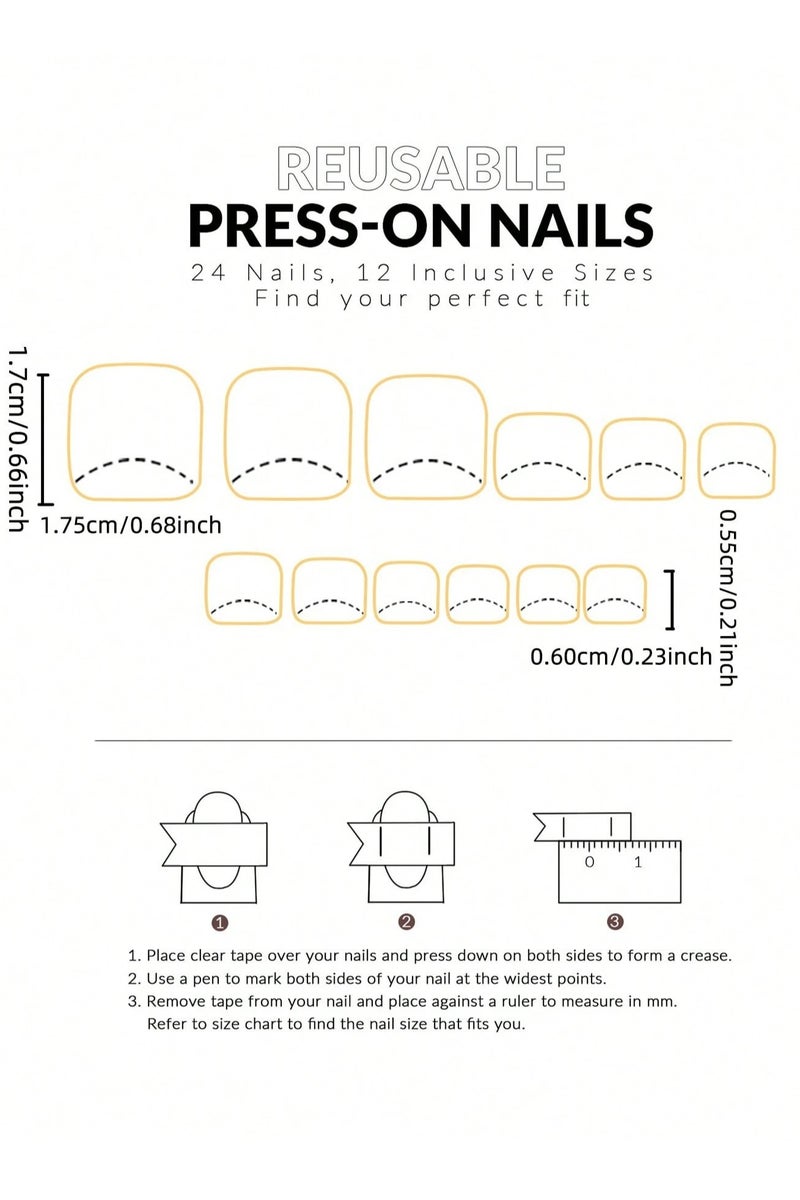 اظافر تركيب قدم مزيفه بتصميم مربع  24  ظفر مع صمغ ومبرد - Image 4