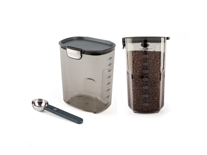 Progressive International ProKeeper Clear Plastic Airtight Food Bakers Kitchen Storage Organization Container Canister Set with Magnetic Accessories 2 Piece Set Coffee 43Quart