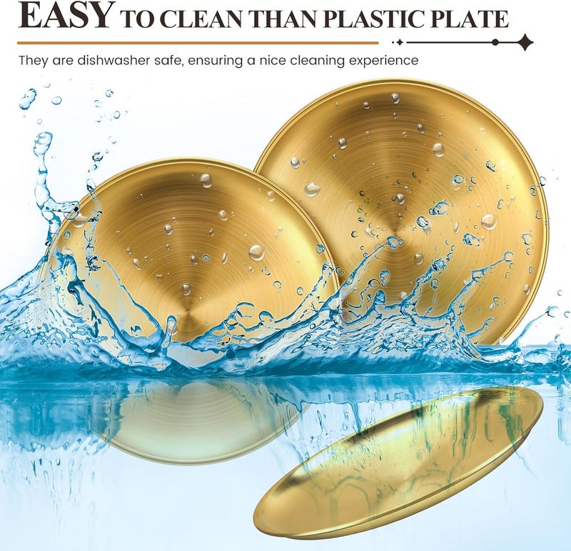 Nuogo 20 Pieces Stainless Steel Gold Plates 65 Inch Gold Dinner Plates Metal Serving Tray Dessert Dishes for BBQ Salad Snack Desserts Food Serving Outdoor Camping - Image 3