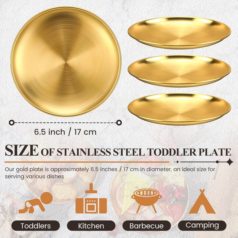 Nuogo 20 Pieces Stainless Steel Gold Plates 65 Inch Gold Dinner Plates Metal Serving Tray Dessert Dishes for BBQ Salad Snack Desserts Food Serving Outdoor Camping - Image 2