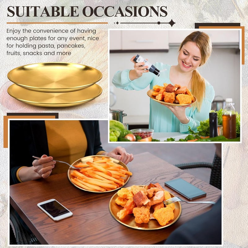 Nuogo 20 Pieces Stainless Steel Gold Plates 65 Inch Gold Dinner Plates Metal Serving Tray Dessert Dishes for BBQ Salad Snack Desserts Food Serving Outdoor Camping - Image 5