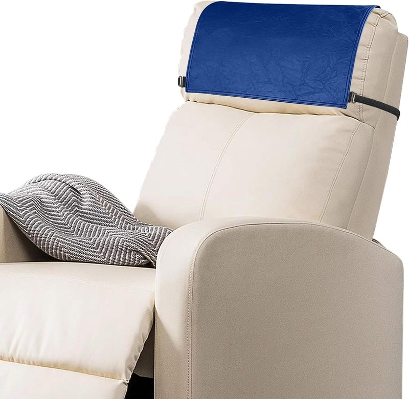 SCNK Recliner Headrest Protector-Faux Leather Headrest Covers for Recliners,Recliner Headrest Cover with Elastic Straps,Chair Headrest Covers for Recliners Protector 17 x 27 in(Peacock Blue) - Image 1
