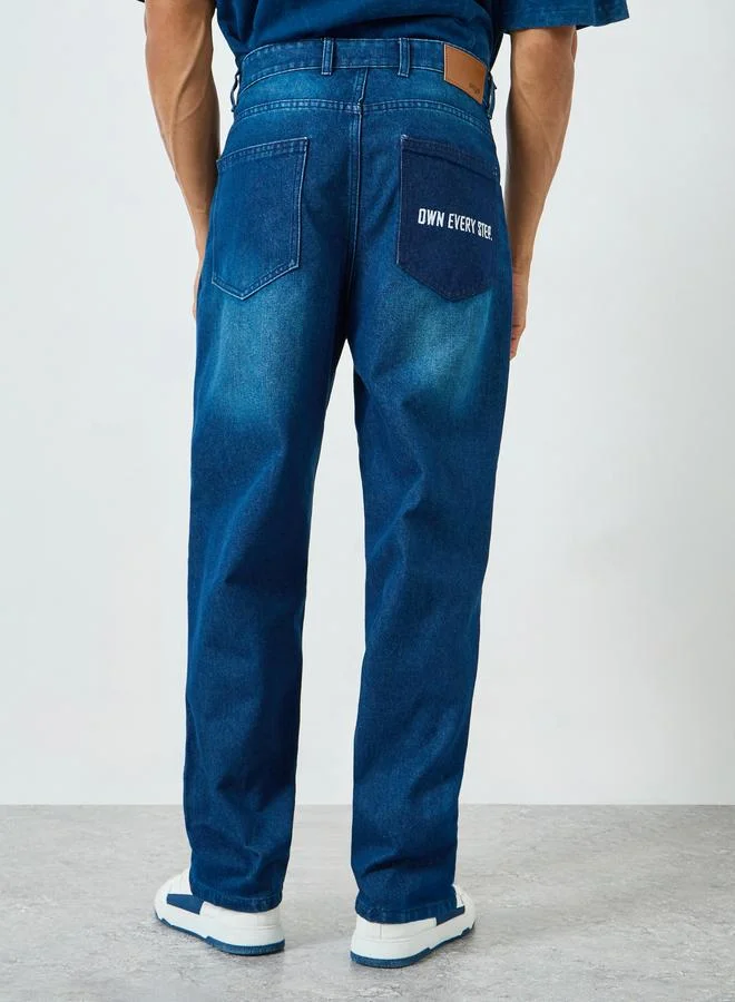 Styli Blue Men Blue Loose Fit Faded Jeans for Men | Best Price UAE