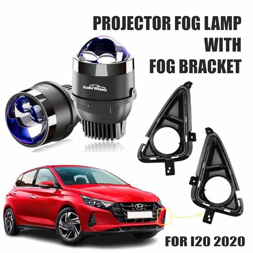 Audio Wheels 3" LED Projector Fog Lamp with Cover - 120W, 6000K White | Dual-Beam | with Blue Tint Film | 12V/24V Fog Light for Car & Vehicle Modification | For Hyundai I 20 (2020) - Image 2