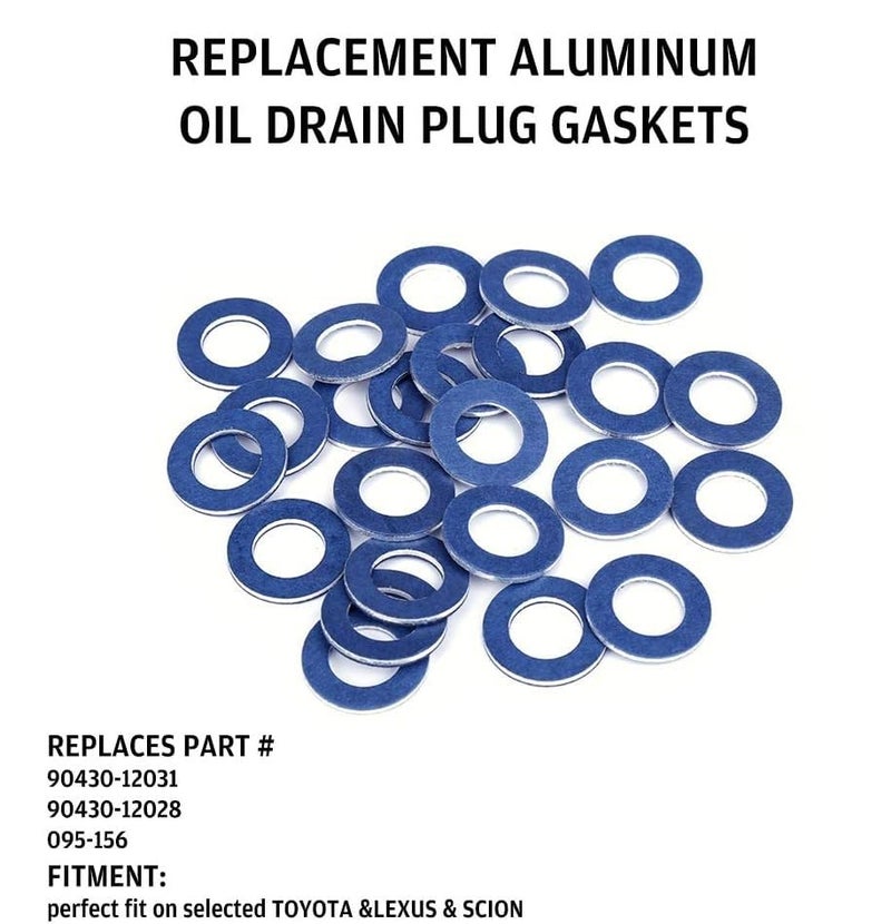 KOROP AUTO PARTS 90430-12031 (24 قطعة) حشوات سدادة تصريف الزيت من الألومنيوم مناسبة لتويوتا ولكزس وسيون، حلقات ضغط مانعة للتسرب، بديل رقم # 9043012031 - Image 2