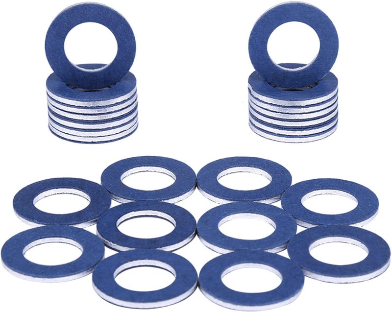 KOROP AUTO PARTS 90430-12031 (24 قطعة) حشوات سدادة تصريف الزيت من الألومنيوم مناسبة لتويوتا ولكزس وسيون، حلقات ضغط مانعة للتسرب، بديل رقم # 9043012031 - Image 1