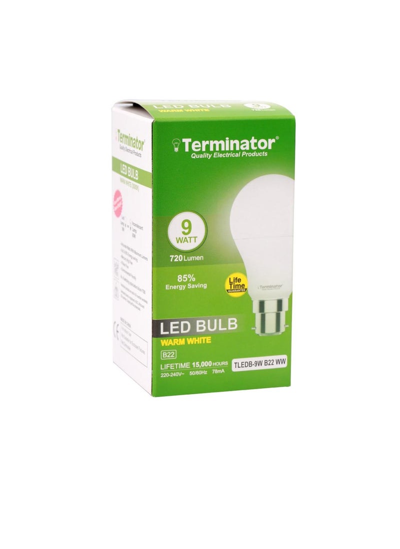 Terminator LED Bulb 9W Warm White E-27 TLEDB-9W WW ESMA Approved Terminator  - Image 2