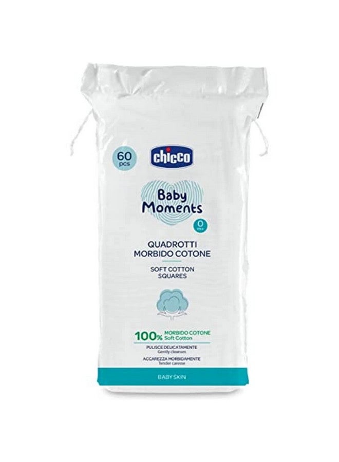 Chicco Baby Moments 100% Soft Cotton Squares (60 Count) For Cleaning And Baby Care | Soft & Gentle On Delicate Skin - Image 1
