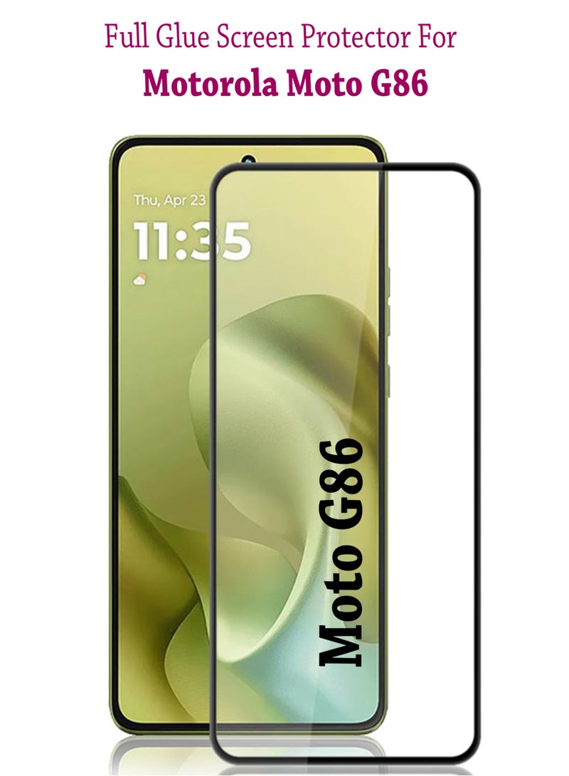 Motorola Moto G86 Screen Protector | Tempered Glass Compatible with Motorola Moto G86| Screen Protector Full HD Quality Tempered Glass Anti-Scratch Edge to Edge Coverage with Easy Installation Kit - Black - Image 1
