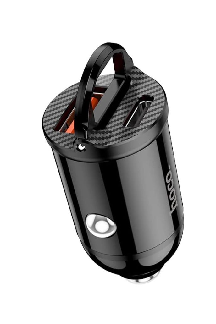 Hoco NZ2 - Link PD 30W+QC3.0 Car Charger, Compatible With iPhone Samsung Xiaomi Oppo Huawei - Black - Image 1