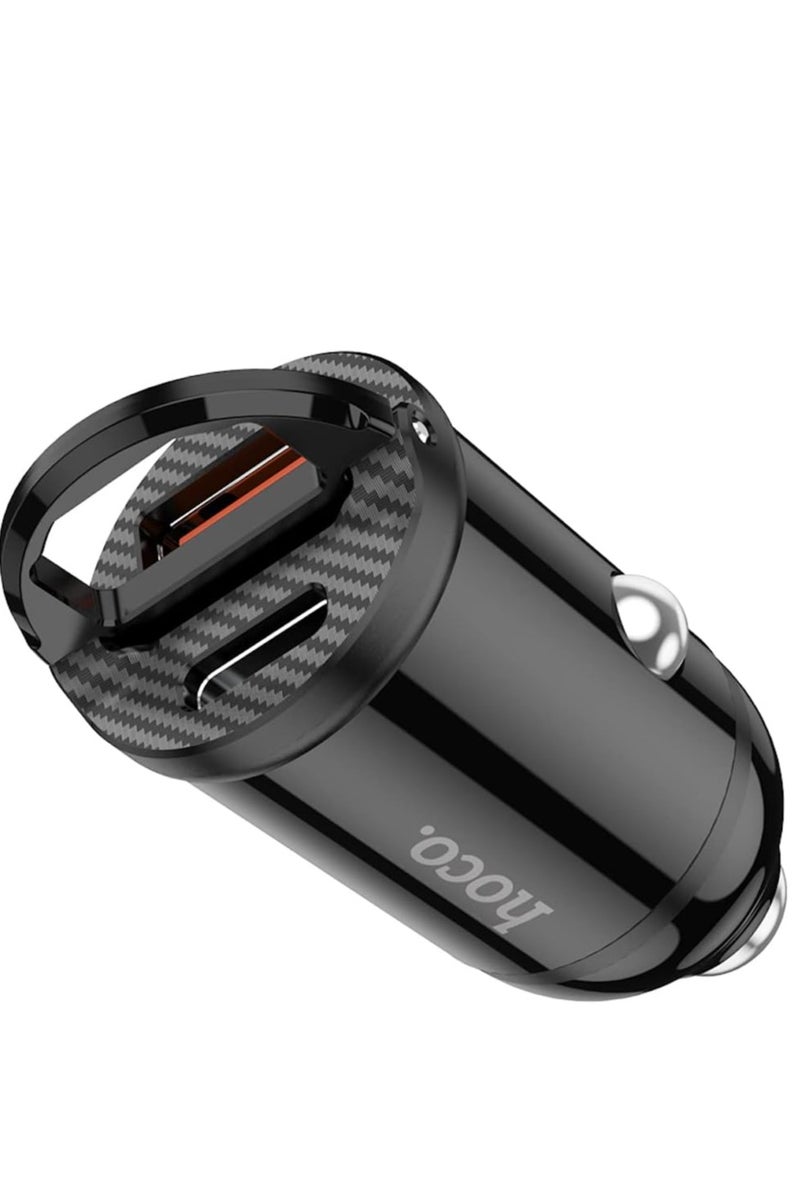 Hoco NZ2 - Link PD 30W+QC3.0 Car Charger, Compatible With iPhone Samsung Xiaomi Oppo Huawei - Black - Image 2
