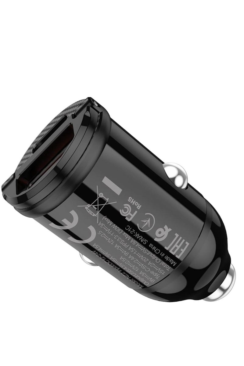Hoco NZ2 - Link PD 30W+QC3.0 Car Charger, Compatible With iPhone Samsung Xiaomi Oppo Huawei - Black - Image 3