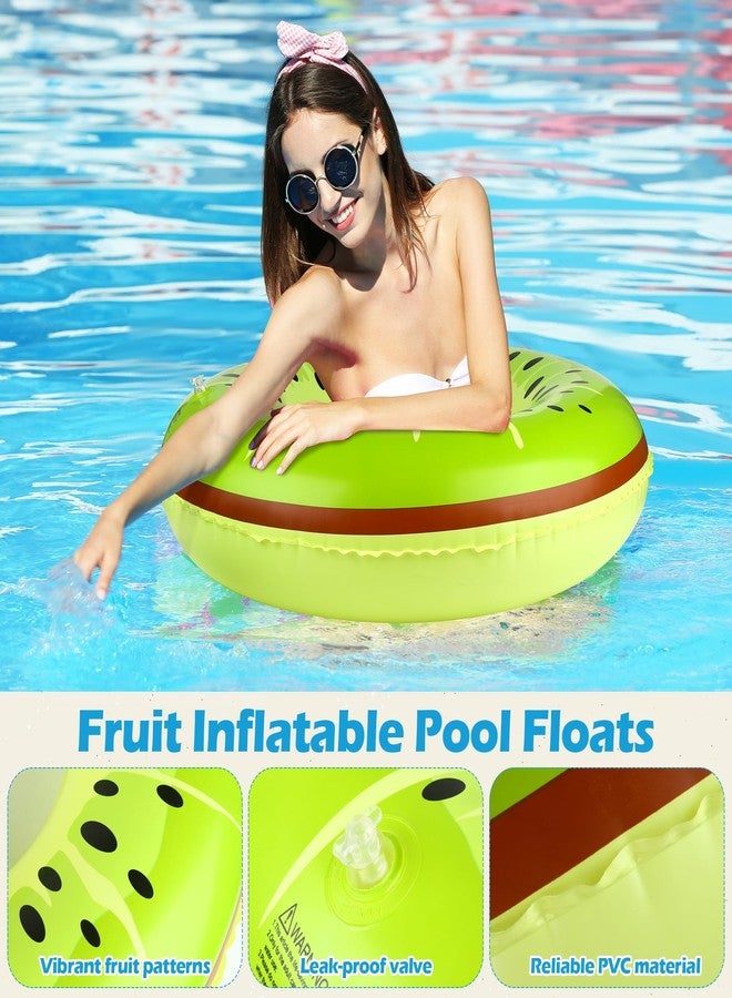 Elcoho 9 Pcs Beach Pool Party Favors, 4 Inflatable Pool Floats, 29.5" Fruits Swim Tubes Rings and 4 Pcs 9" Inflatable Beach Ball with Pump for Summer Beach Water Float Party, Swimming, Water Games - Image 3