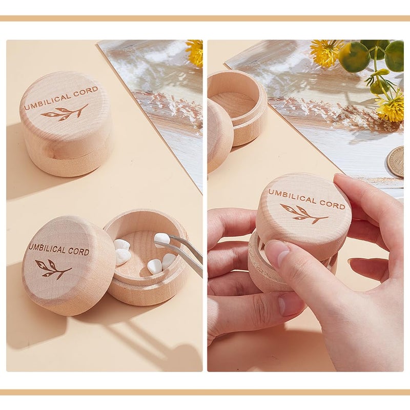 UNICRAFTALE 2Pcs Umbilical Cord Keepsake Box Umbilical Cord Memorial Box Carved with Flower Pattern as Baby Memory Boxes Keepsake Gifts for Baby Newborn Shower 4.95x3.7cm - Image 4