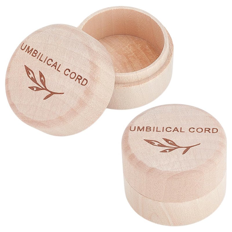 UNICRAFTALE 2Pcs Umbilical Cord Keepsake Box Umbilical Cord Memorial Box Carved with Flower Pattern as Baby Memory Boxes Keepsake Gifts for Baby Newborn Shower 4.95x3.7cm - Image 1