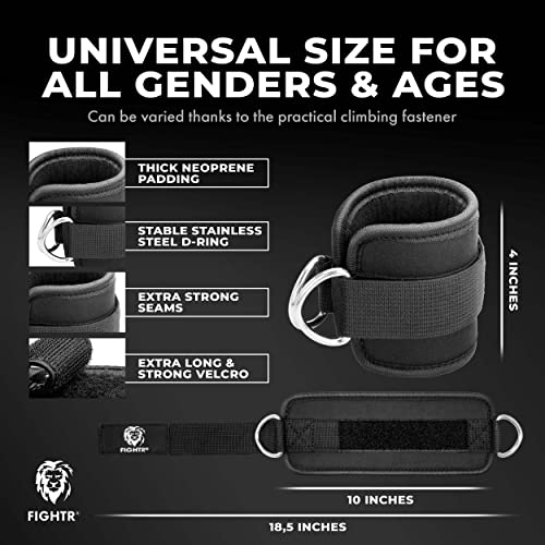 FIGHTR® Ankle Strap (Padded) - for Cable Machine - (2 Pieces) Leg Cuffs for Women and Men - Image 3