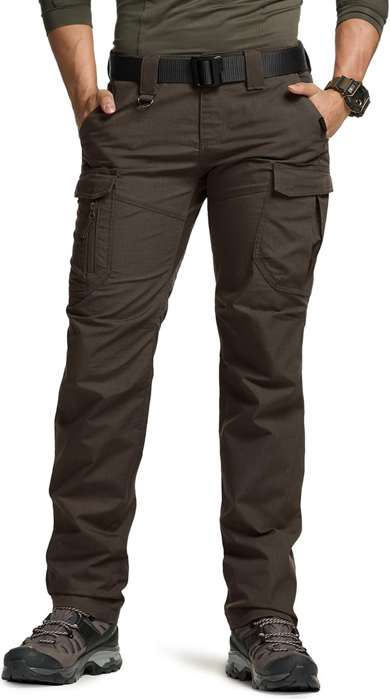 CQR Women's Flex Stretch Tactical Pants, Water Resistant Ripstop Cargo Work Pants with Pockets for Outdoor & Hiking, Captain Dark Brown, 18 - Image 1