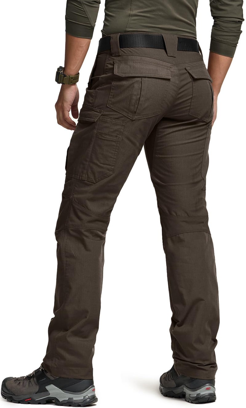 CQR Women's Flex Stretch Tactical Pants, Water Resistant Ripstop Cargo Work Pants with Pockets for Outdoor & Hiking, Captain Dark Brown, 18 - Image 2